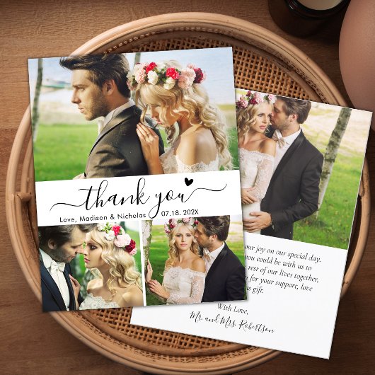 Carte de remerciements Mariage Collage de script d