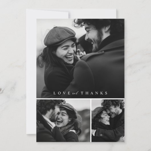 Carte De Remerciements Mariage Collage photo Simple Script 3 (Devant)