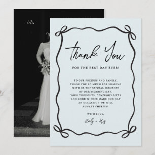 Carte De Remerciements Mariage Coquette Nœud Bleu Photo