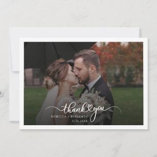 Carte De Remerciements Mariage Couple Photo Script M. et Mme.