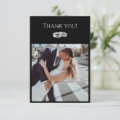 Carte De Remerciements Mariage d'affaires blanc et noir - (Debout devant)