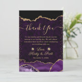Carte De Remerciements Mariage d'agate de Parties scintillant de violet e (Debout devant)