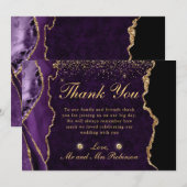 Carte De Remerciements Mariage d'agate de Parties scintillant de violet e (Devant / Derrière)