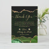 Carte De Remerciements Mariage d'agate de Parties scintillant Green et Go (Debout devant)