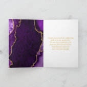 Carte De Remerciements Mariage d'âge violet et or (Intérieur)