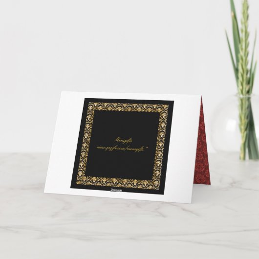 Carte De Remerciements Mariage damassé or noir rouge (Dos)