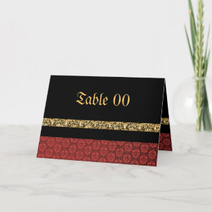 Carte De Remerciements Mariage damassé or noir rouge