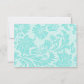 carte de remerciements mariage damassé turquoise (Dos)