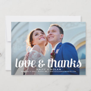 Carte de remerciements Mariage d'amour sans peur