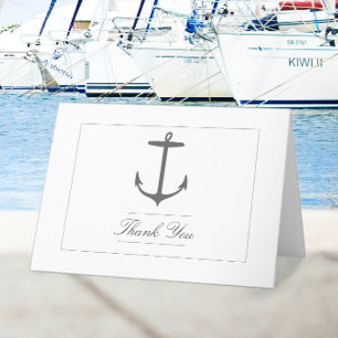 Carte De Remerciements Mariage d'Ancres nautiques simple Blanc