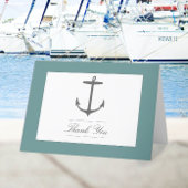 Carte De Remerciements Mariage d'Ancres nautiques simple | TURQUOISE