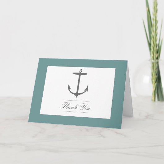 Carte De Remerciements Mariage d'Ancres nautiques simple | TURQUOISE (Devant)