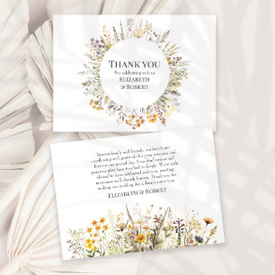 Carte De Remerciements Mariage dans une prairie de fleurs sauvages avec d