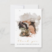 Carte De Remerciements Mariage d'aquarelle avec effet photo (Devant)