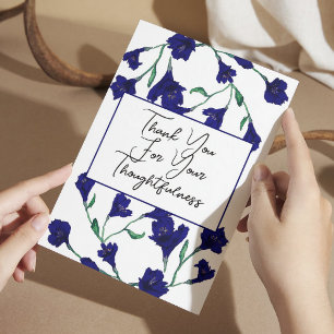 Carte De Remerciements Mariage d'aquarelle bleu marine