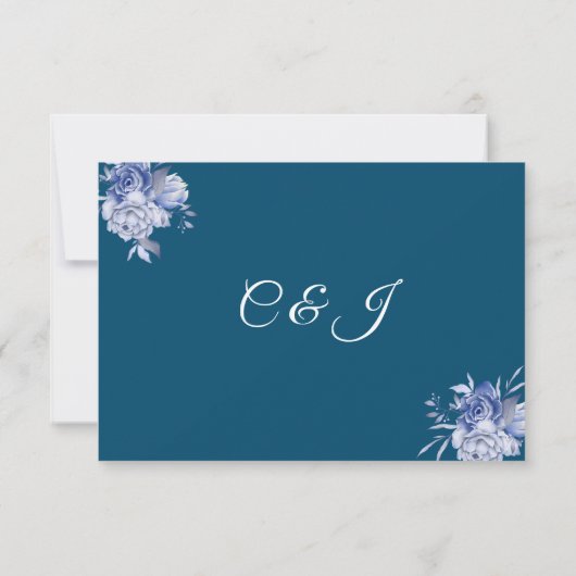 Carte De Remerciements Mariage d'aquarelle bleu rustique (Dos)