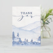 Carte De Remerciements Mariage d'aquarelle Blue Mountain (Debout devant)