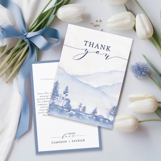 Carte De Remerciements Mariage d'aquarelle Blue Mountain