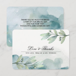 Carte de remerciements Mariage d'aquarelle botaniq