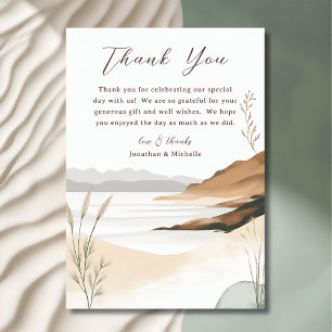 Carte De Remerciements Mariage d'aquarelle Coastal Chic Beach
