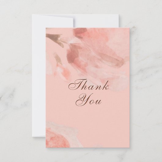 Carte De Remerciements Mariage d'aquarelle couleur rose pâle Rose (Devant)