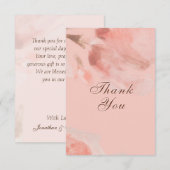 Carte De Remerciements Mariage d'aquarelle couleur rose pâle Rose (Devant / Derrière)