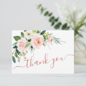 Carte De Remerciements Mariage d'aquarelle de couleur rose pâle (Debout devant)