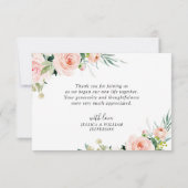 Carte De Remerciements Mariage d'aquarelle de couleur rose pâle (Dos)