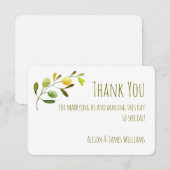 Carte de remerciements mariage d'aquarelle de la b (Devant / Derrière)