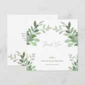 Carte De Remerciements Mariage d'aquarelle de l'arbre d'olivier (Devant / Derrière)