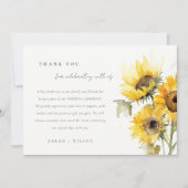 Carte De Remerciements Mariage d'aquarelle de tournesol rustique Boho min (Devant)