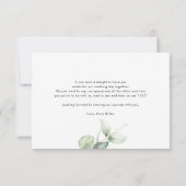 Carte De Remerciements Mariage d'aquarelle Eucalyptus Script moderne (Dos)