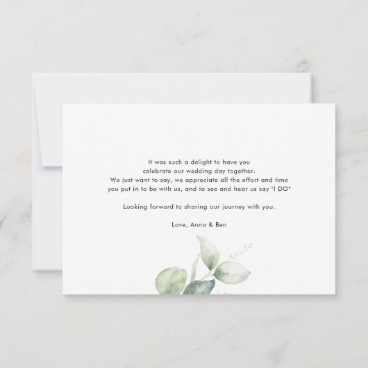 Carte De Remerciements Mariage d'aquarelle Eucalyptus Script moderne (Dos)