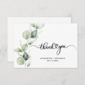 Carte De Remerciements Mariage d'aquarelle Eucalyptus Script moderne (Devant / Derrière)
