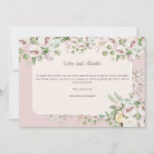 Carte De Remerciements Mariage d'aquarelle fleurie rose duveteuse (Devant)