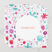 Carte De Remerciements Mariage d'aquarelle florale (Devant / Derrière)