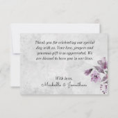 Carte De Remerciements Mariage d'aquarelle florale de lavande (Dos)