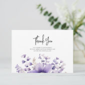 Carte De Remerciements Mariage d'aquarelle florale pourpre (Debout devant)