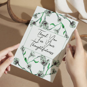 Carte De Remerciements Mariage d'aquarelle florale Sage Green