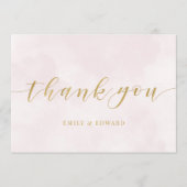 Carte De Remerciements Mariage d'aquarelle rose (Devant)