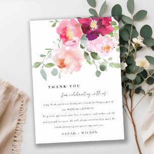 Carte De Remerciements Mariage d'aquarelle Rose rose-bleu