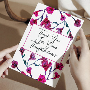 Carte De Remerciements Mariage d'aquarelle rose vif