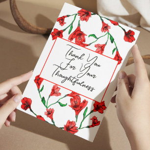 Carte De Remerciements Mariage d'aquarelle rouge
