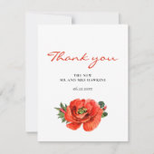 Carte De Remerciements Mariage d'aquarelle rouge pavot (Devant)