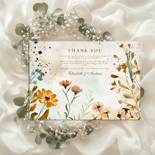 Carte De Remerciements Mariage d'aquarelle Russe Fleur sauvage