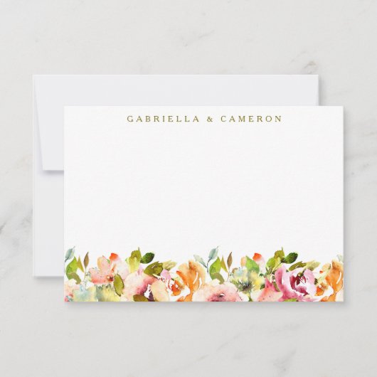 Carte De Remerciements Mariage d'aquarelle végétale de Bourgogne (Devant)