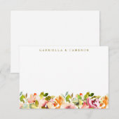 Carte De Remerciements Mariage d'aquarelle végétale de Bourgogne (Devant / Derrière)