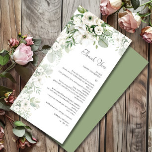 Carte De Remerciements Mariage d'aquarelle vert pâle rose à