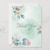 Carte De Remerciements Mariage d'aquarelle verte (Devant)