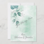 Carte De Remerciements Mariage d'aquarelle verte (Dos)